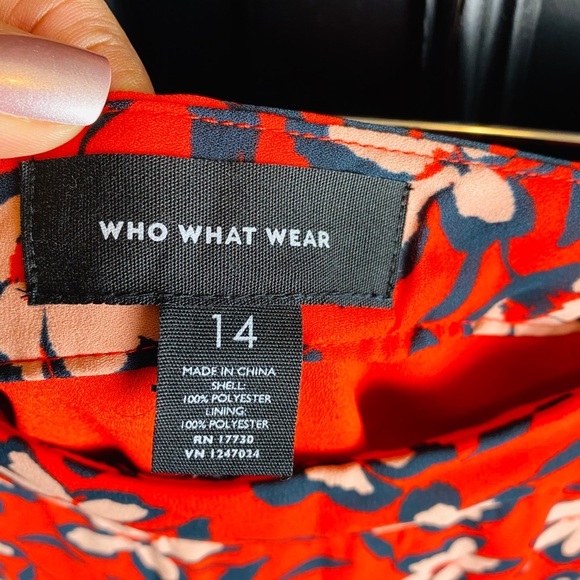 NWT Who What Wear Red Painted Floral Midi Skirt - Picture 3 of 5